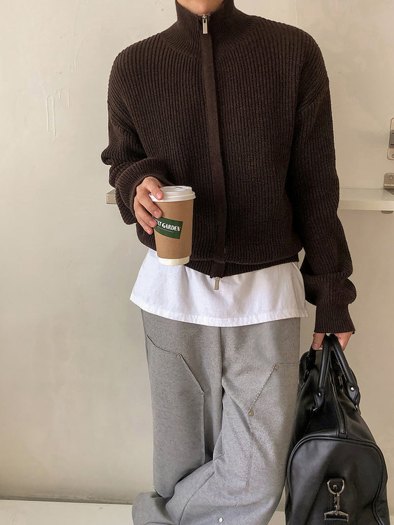 Maillard Brown Zip Cardigan