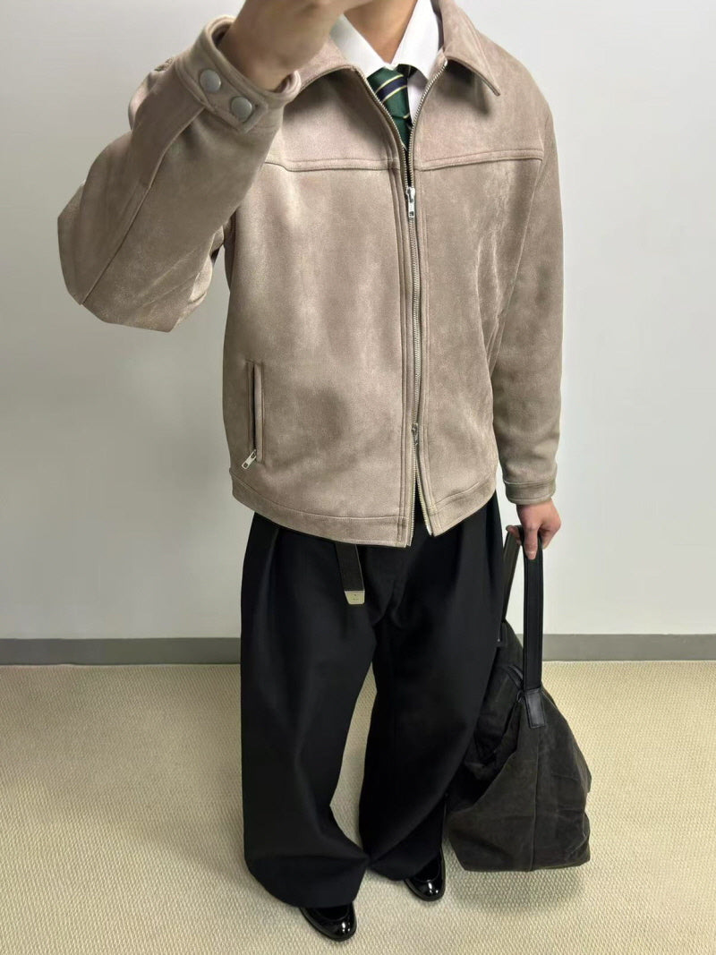 Suede Fleece Lapel Jacket