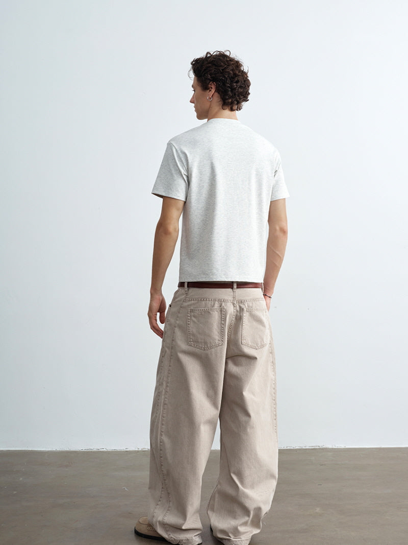 Distressed Khaki Beige Jeans