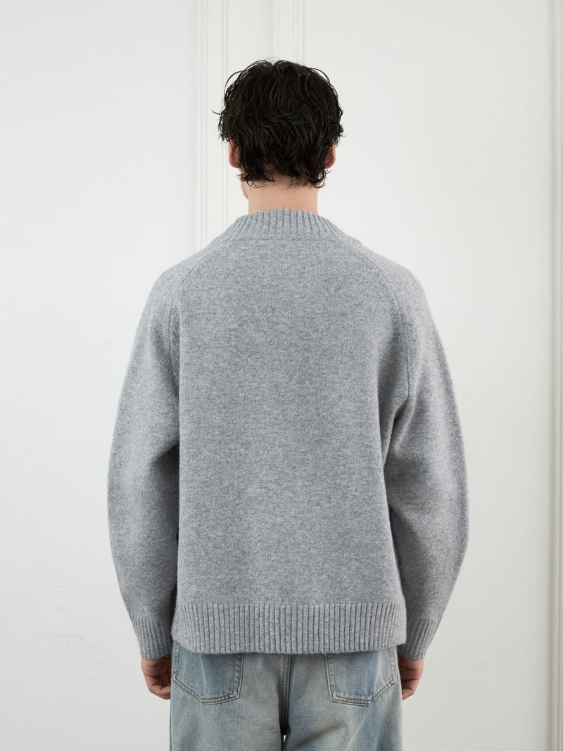 Wool Blend Zip Cardigan