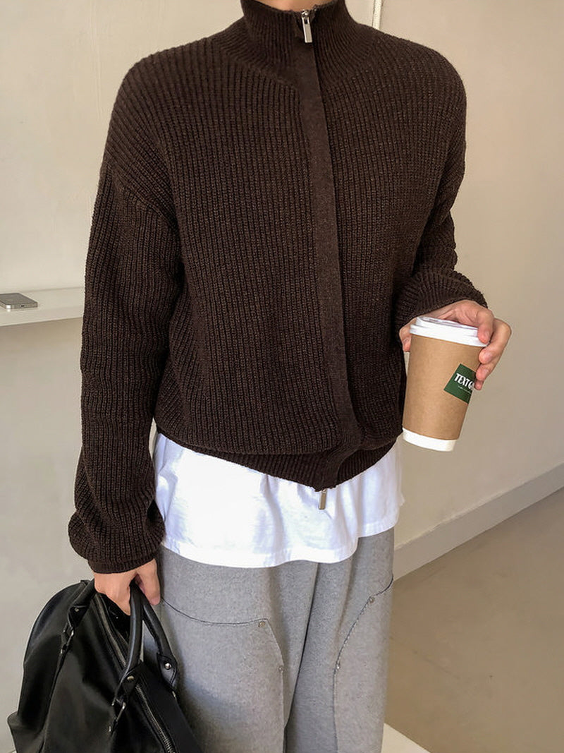 Maillard Brown Zip Cardigan