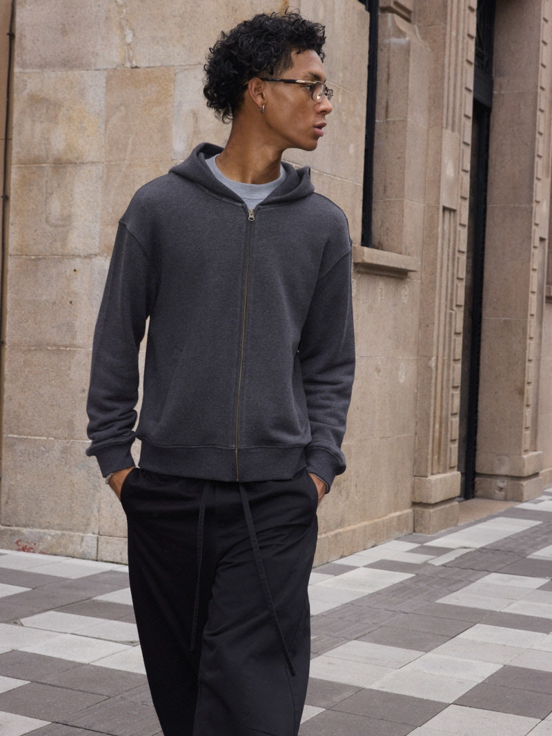 Vintage Textured Zip Hoodie