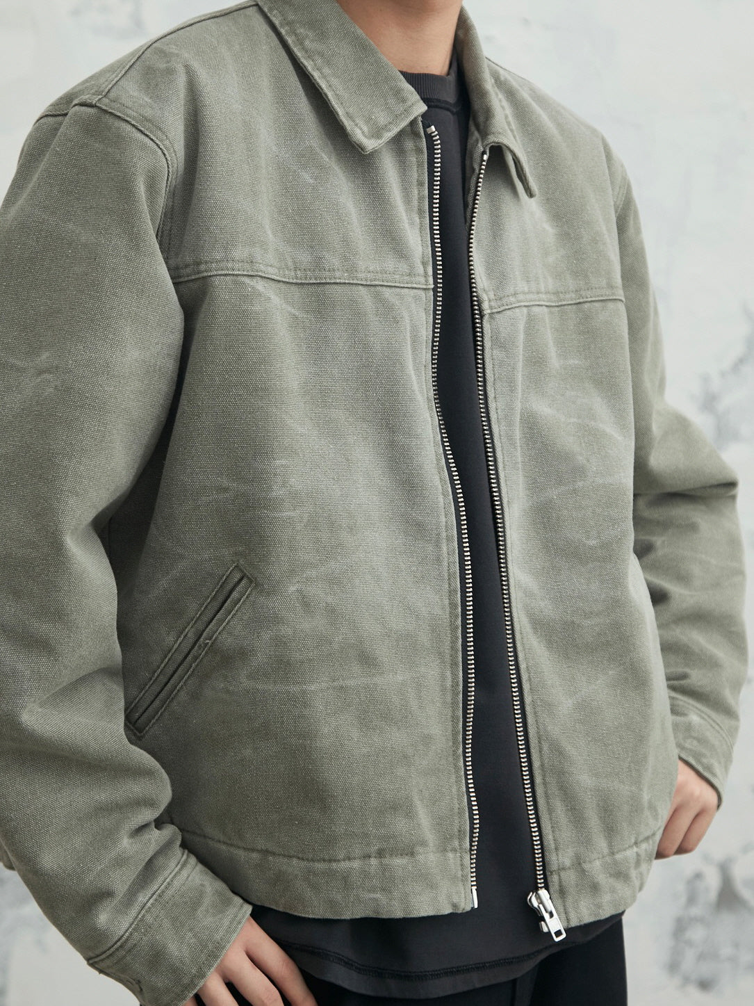 Distressed Lightning Canvas Coach Jacket