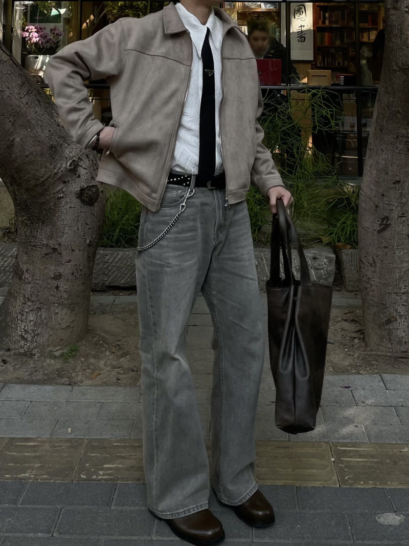 Suede Fleece Lapel Jacket