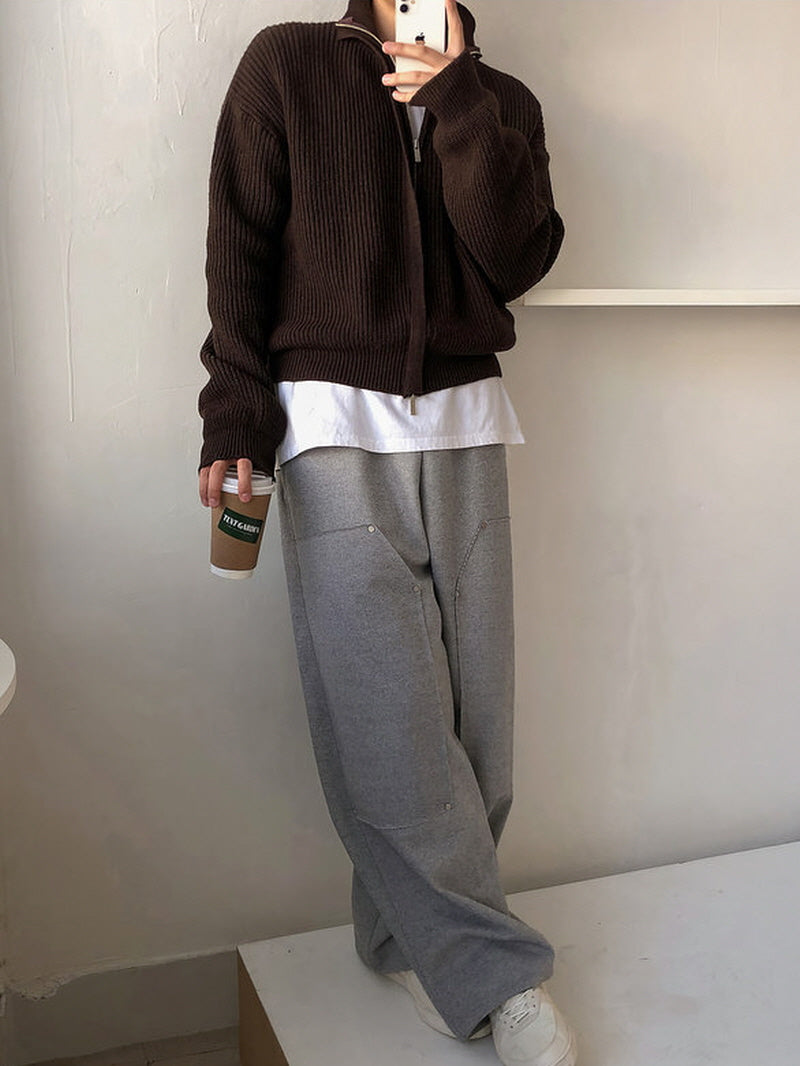 Maillard Brown Zip Cardigan