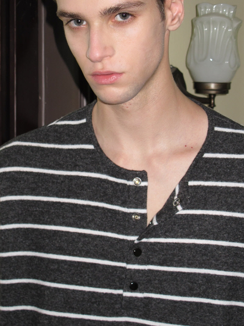 Boyfriend Stripe Button Tee