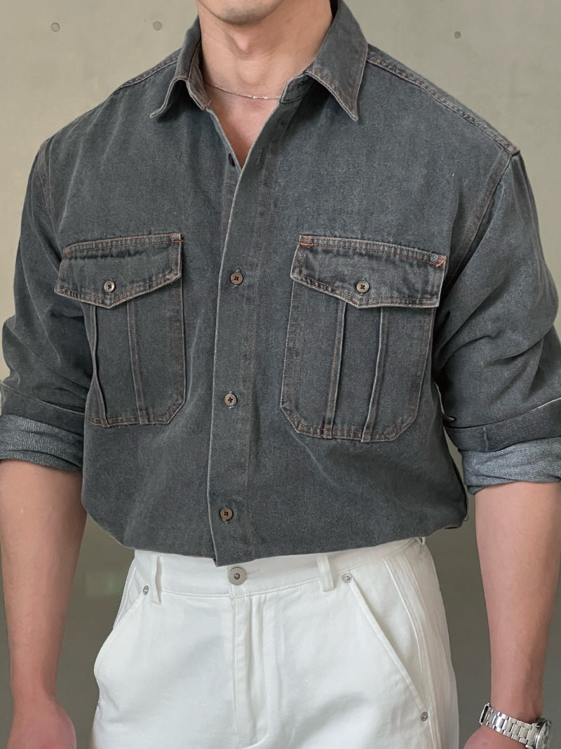 Washed Black Work Shirt