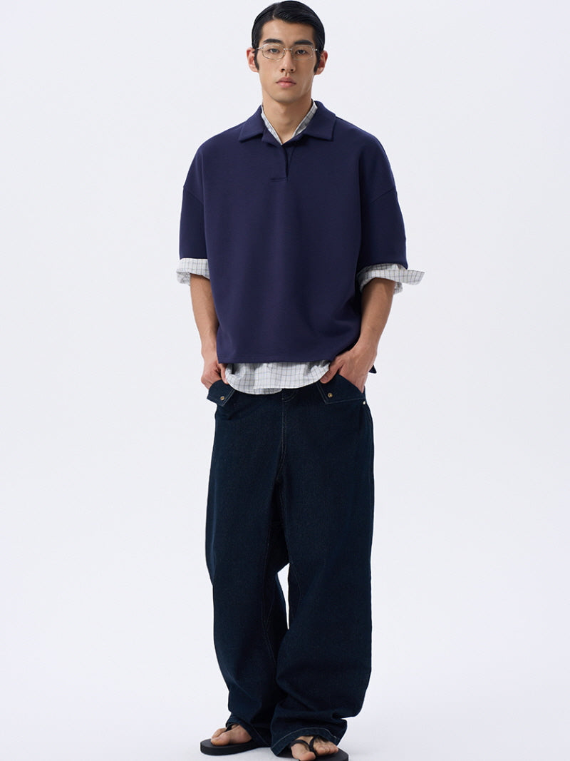 Navy Air Cotton Trousers