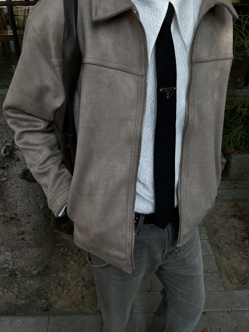 Suede Fleece Lapel Jacket