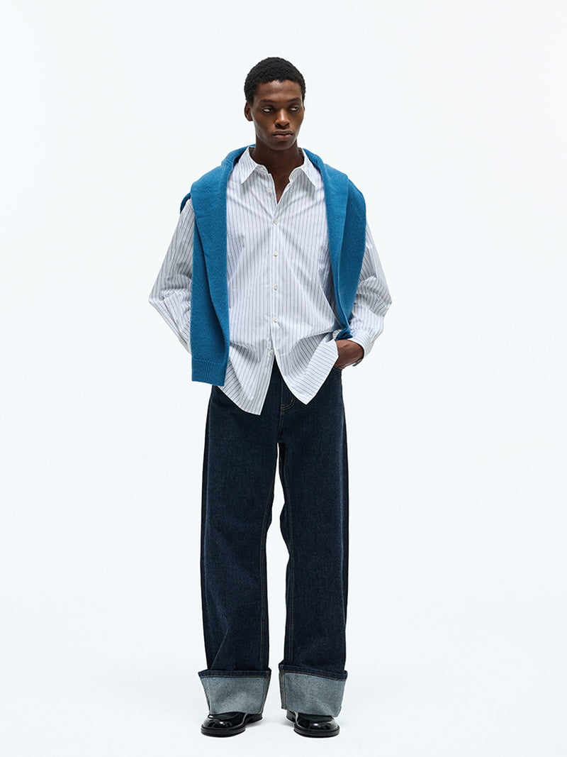 Striped Cotton Blend Casual Shirt