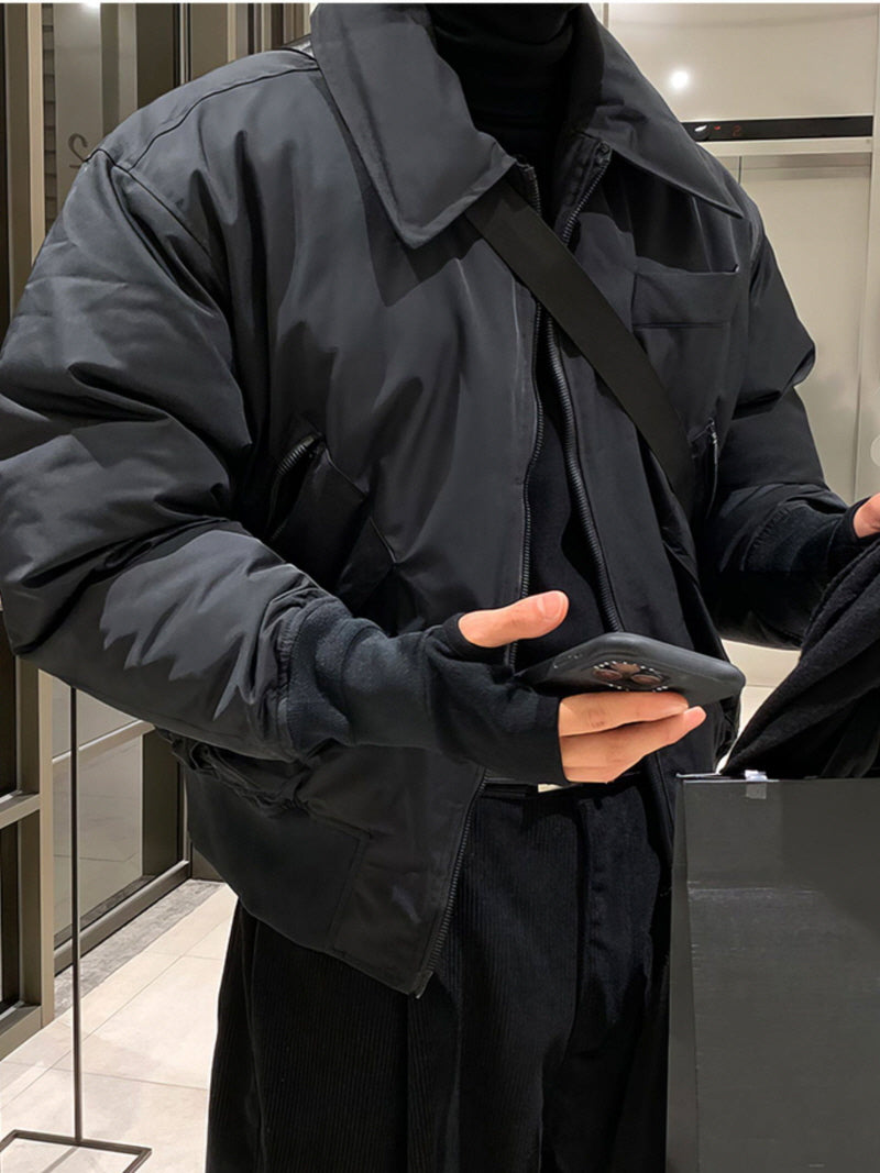 Black Lapel Bomber Jacket