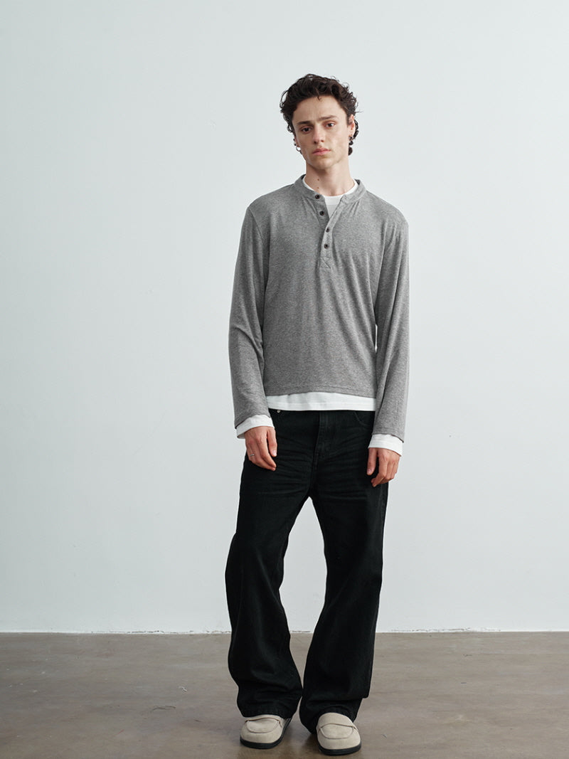 Tencel Wool Layered Henry Collar