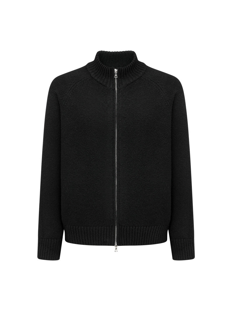 Wool Blend Zip Cardigan