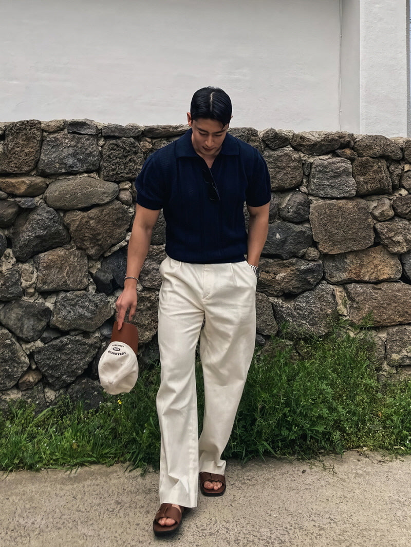 Premium Knit Polo with Subtle Cutouts