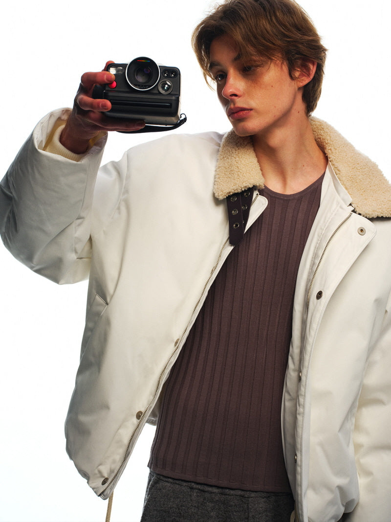 Two-Tone Fur Collar Down Jacket