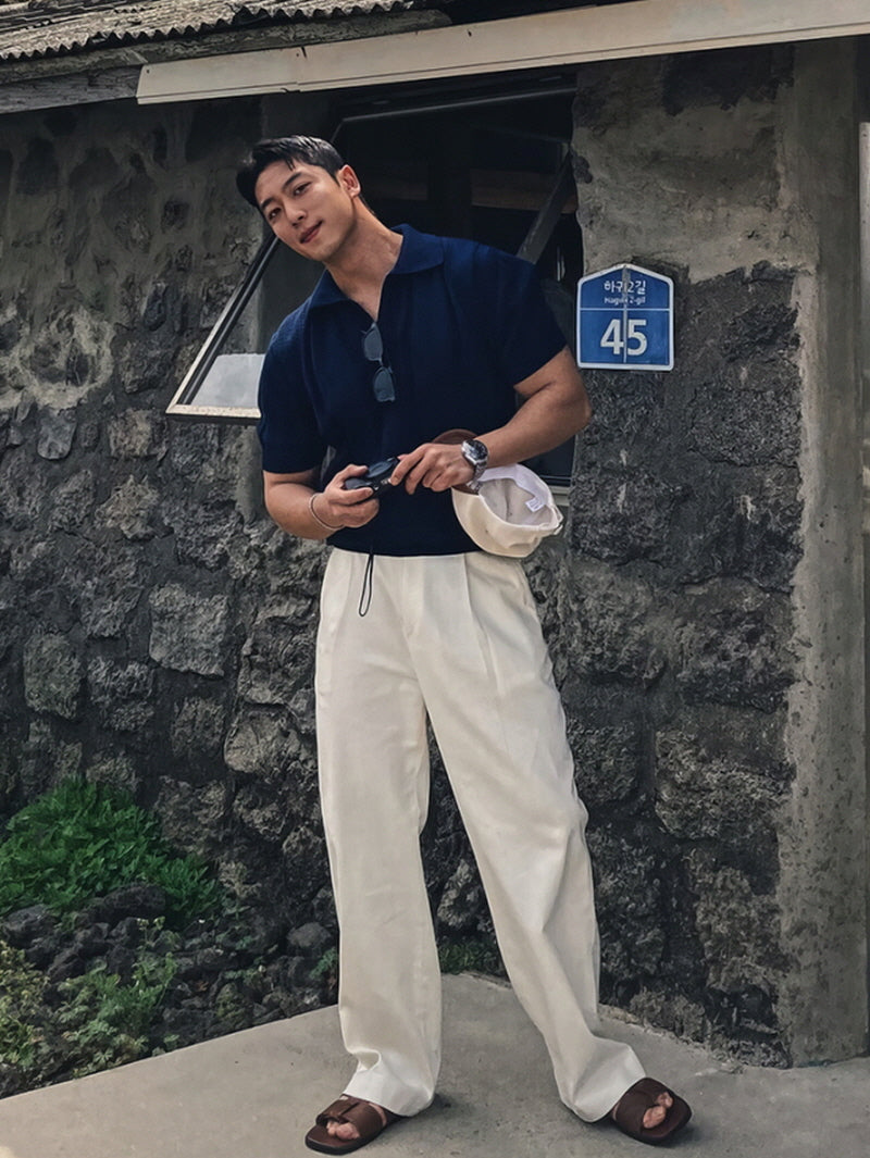 Premium Knit Polo with Subtle Cutouts