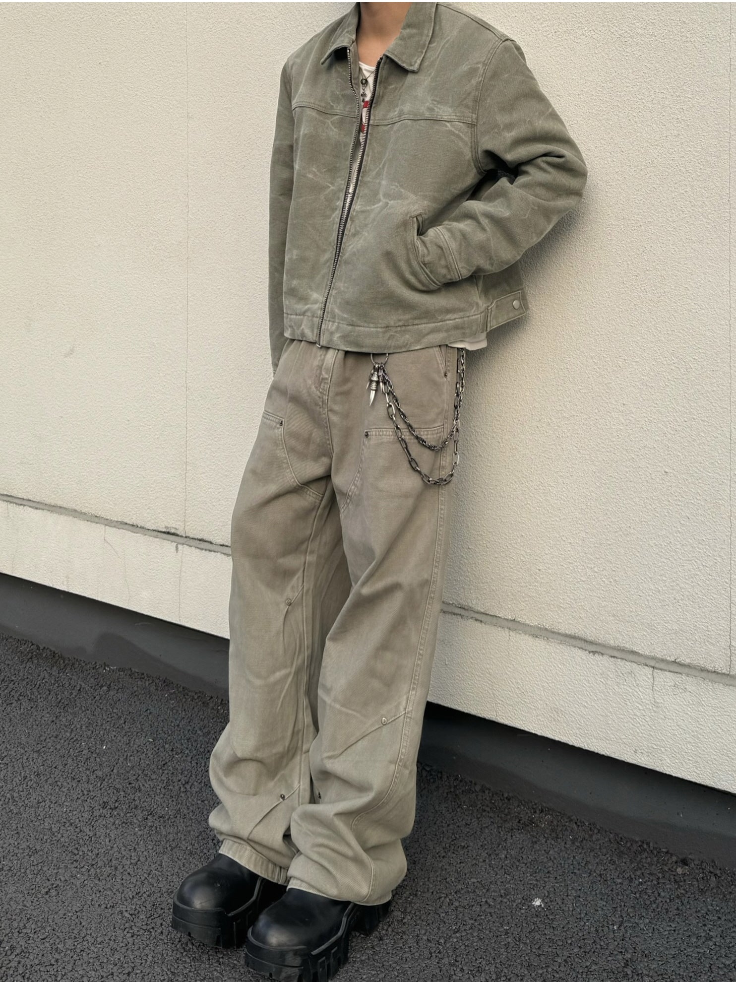 Distressed Lightning Canvas Coach Jacket