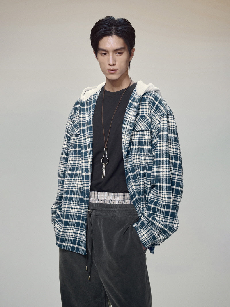 Hooded Flannel Shirt Jacket