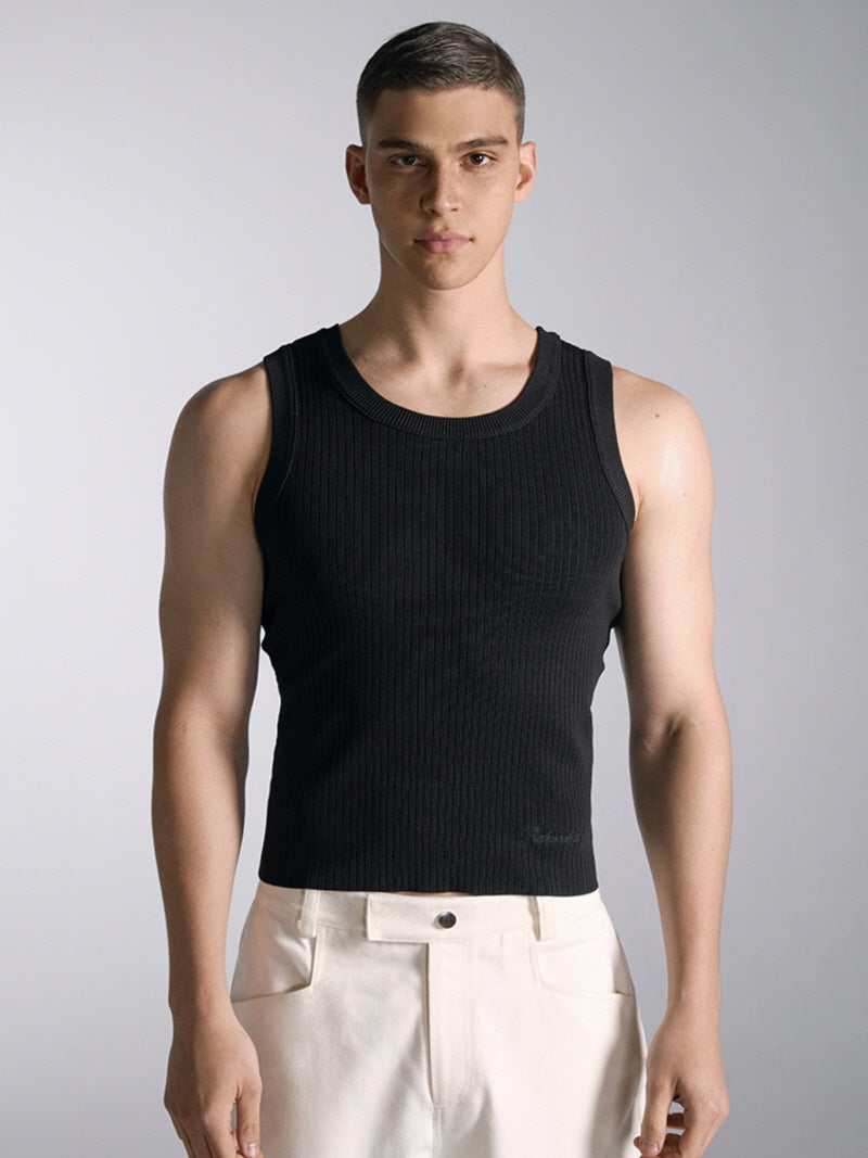 Minimalist Knit Ribbed Slim Vest