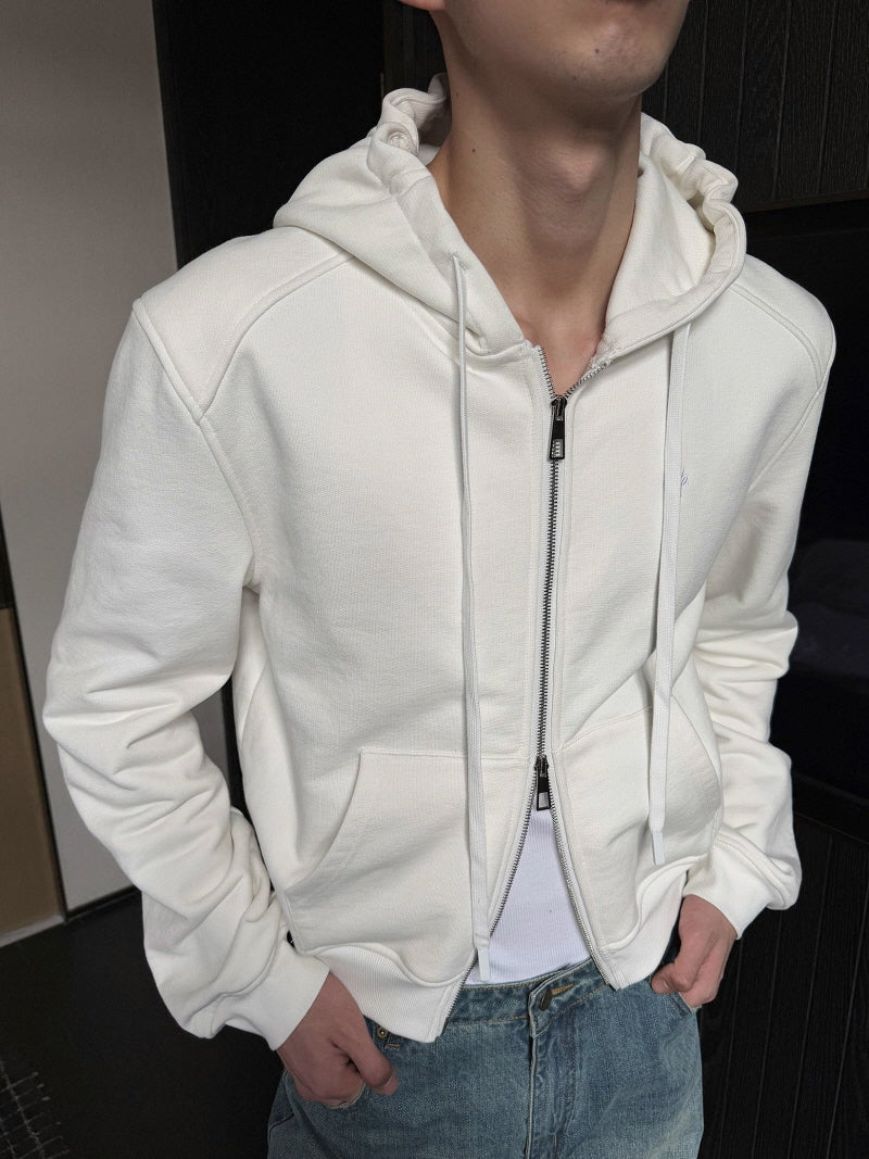 Urban Seoul Heavyweight Cropped Double-Zip Hoodie