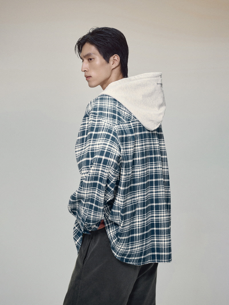 Hooded Flannel Shirt Jacket