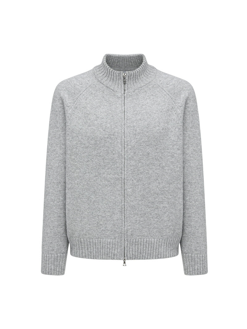 Wool Blend Zip Cardigan