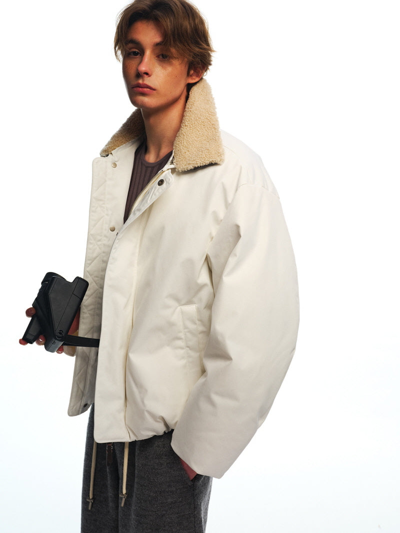 Two-Tone Fur Collar Down Jacket