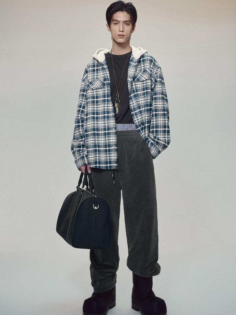 Hooded Flannel Shirt Jacket
