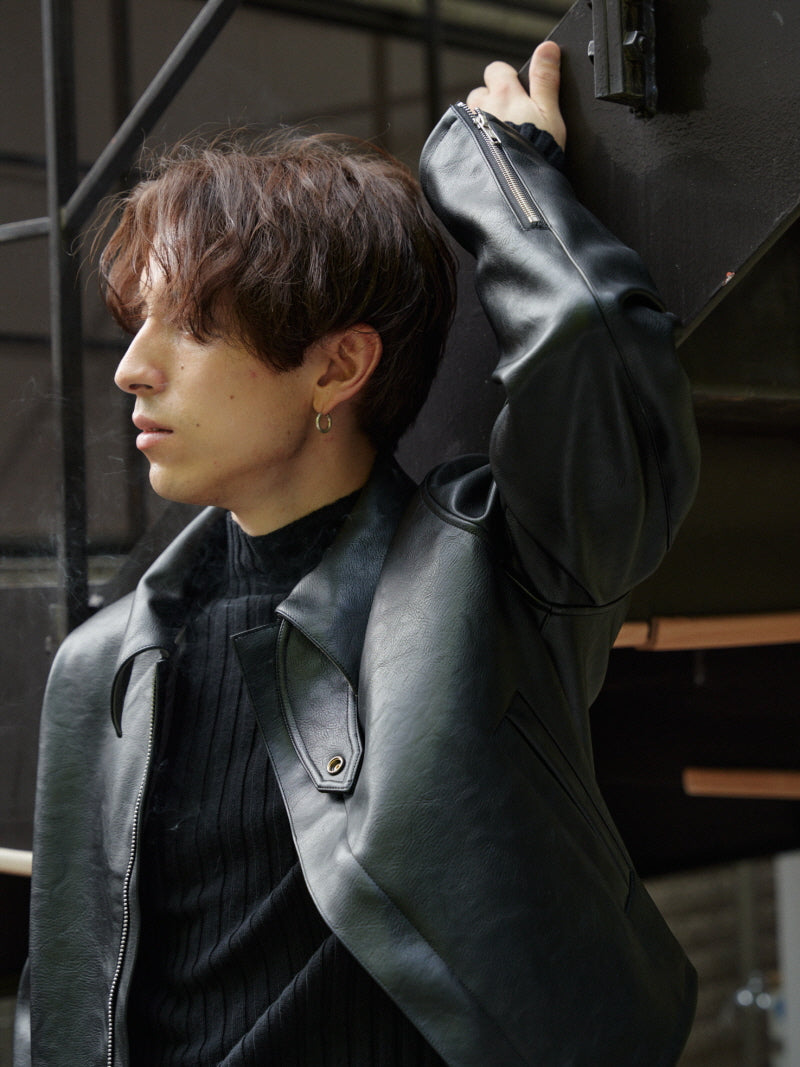 Cropped Pebble Biker Jacket