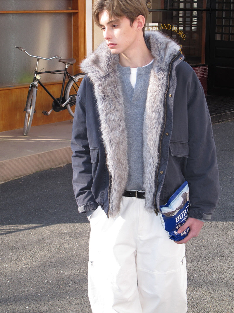 Fur Collar Cargo Down Jacket