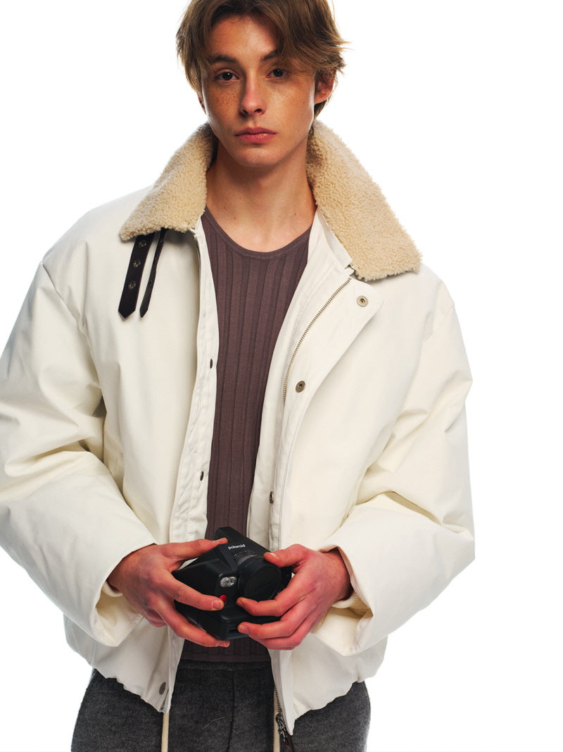 Two-Tone Fur Collar Down Jacket