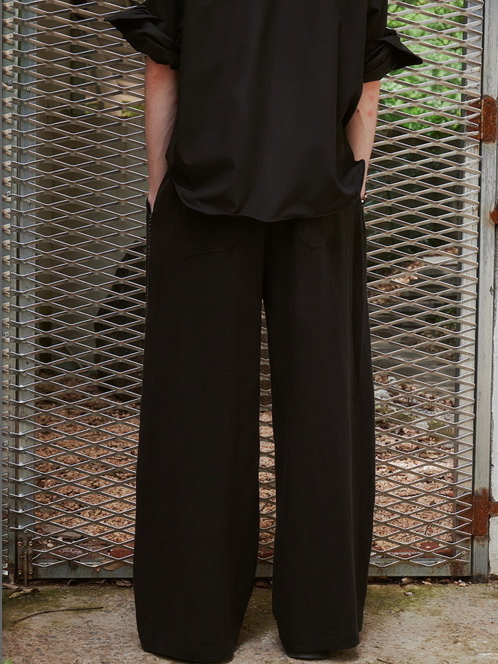Draped Linen Blend Pants
