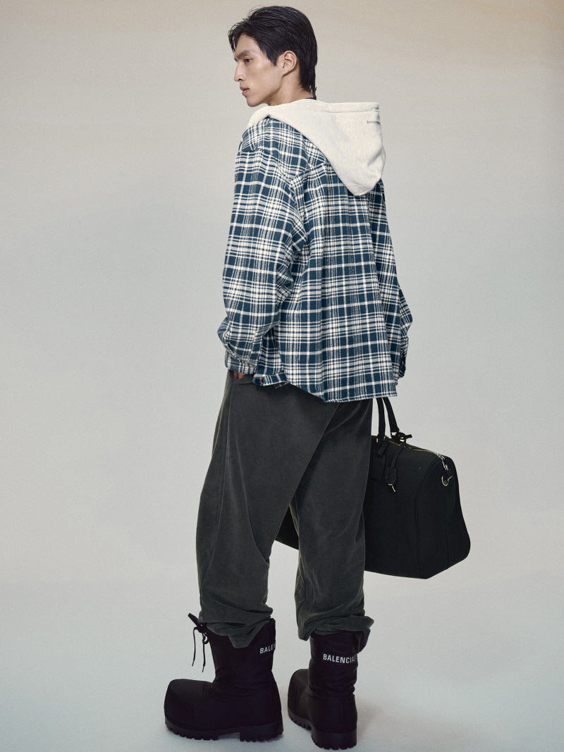 Hooded Flannel Shirt Jacket