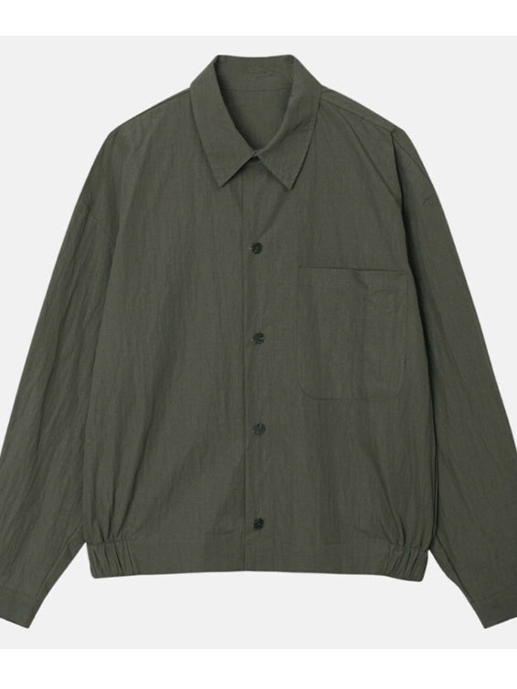 Gray-Green Retro Lapel Shirt
