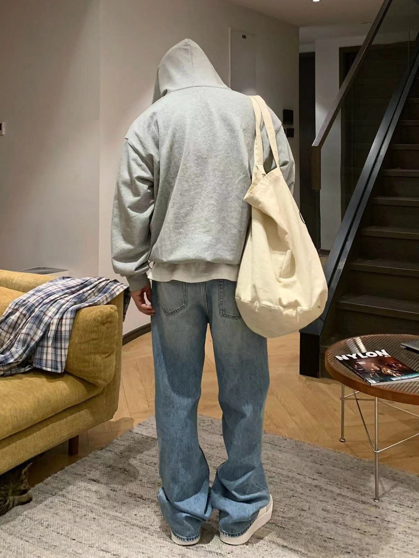 Ice Blue Washed Baggy Jeans