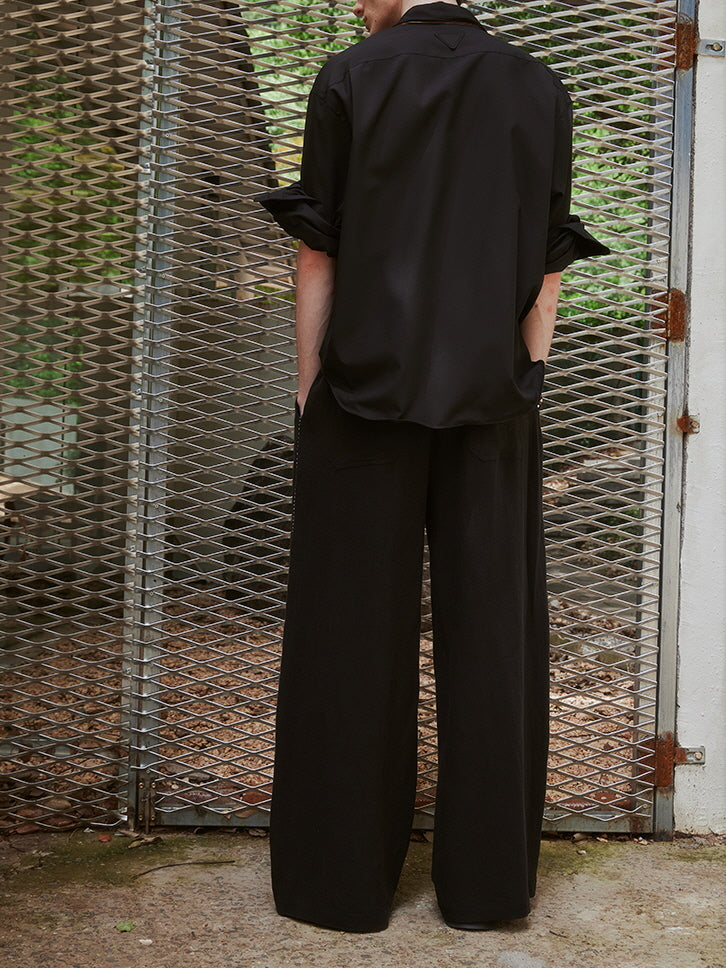 Draped Linen Blend Pants