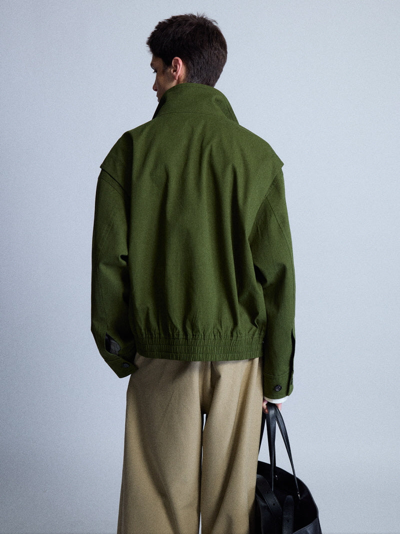 Retro Stand Collar Splice Jacket