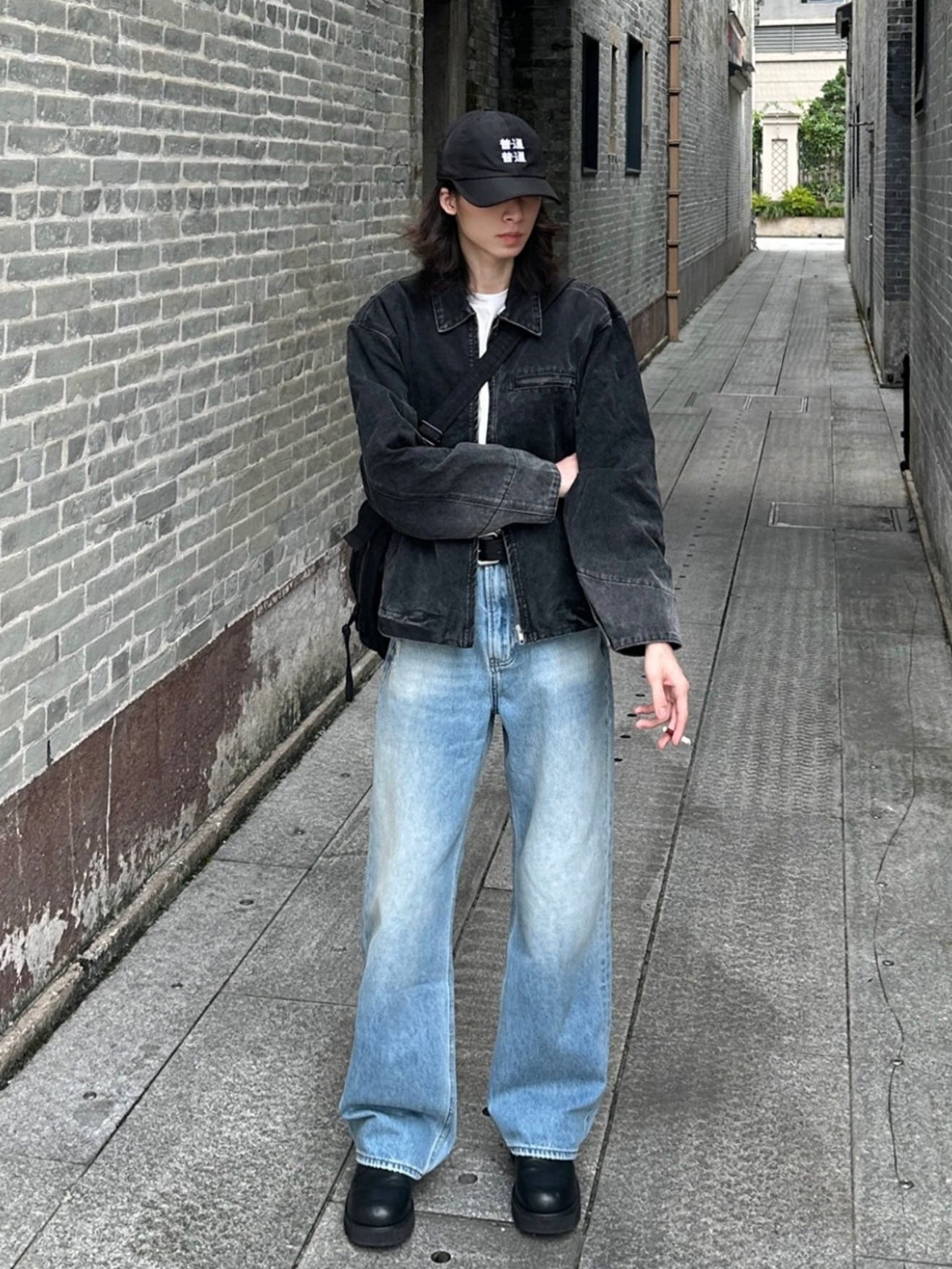 Ice Blue Washed Baggy Jeans