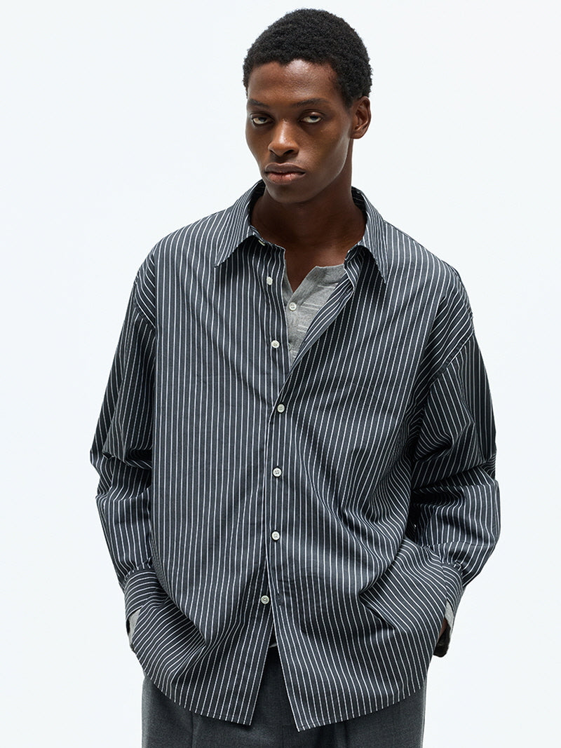 Striped Cotton Blend Casual Shirt