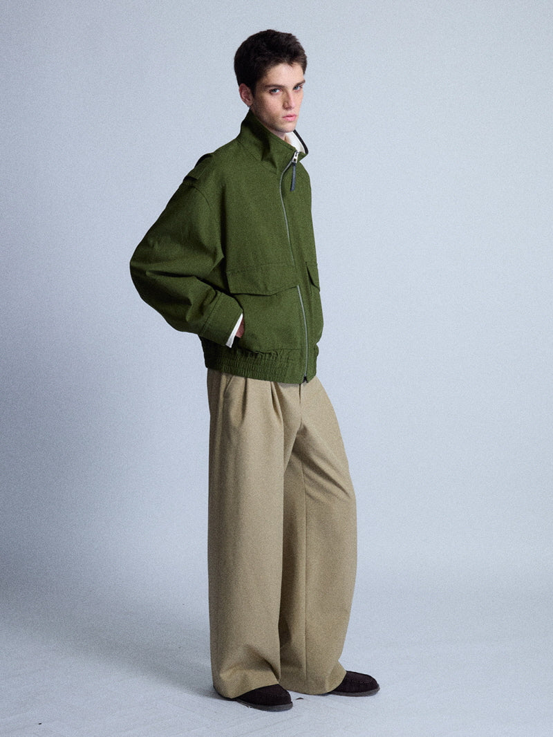 Retro Stand Collar Splice Jacket