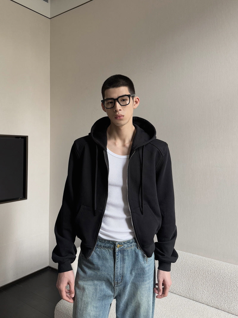 Urban Seoul Heavyweight Cropped Double-Zip Hoodie