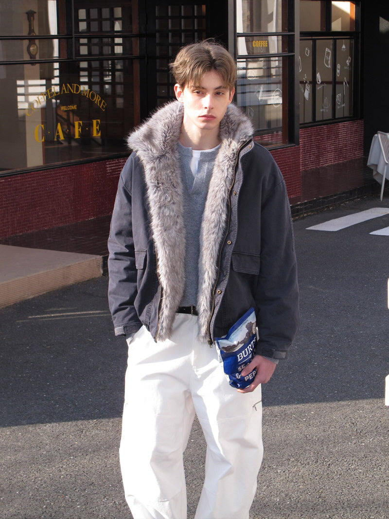 Fur Collar Cargo Down Jacket