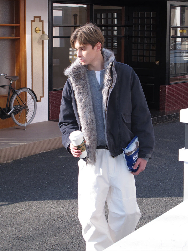 Fur Collar Cargo Down Jacket