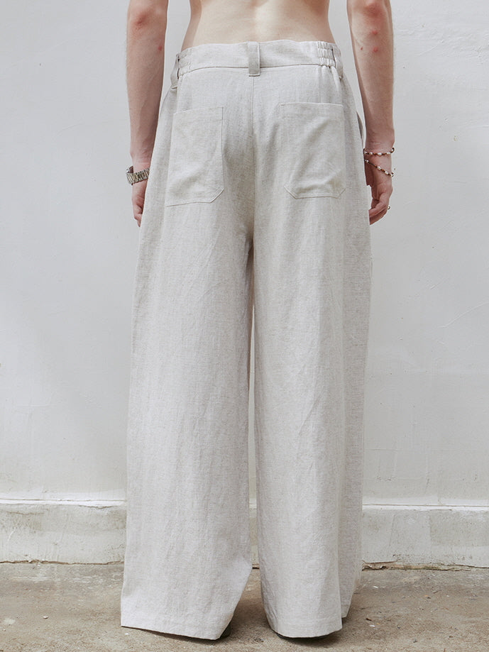 Draped Linen Blend Pants