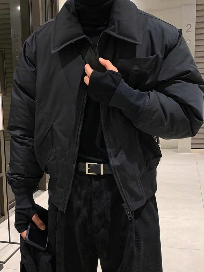 Black Lapel Bomber Jacket