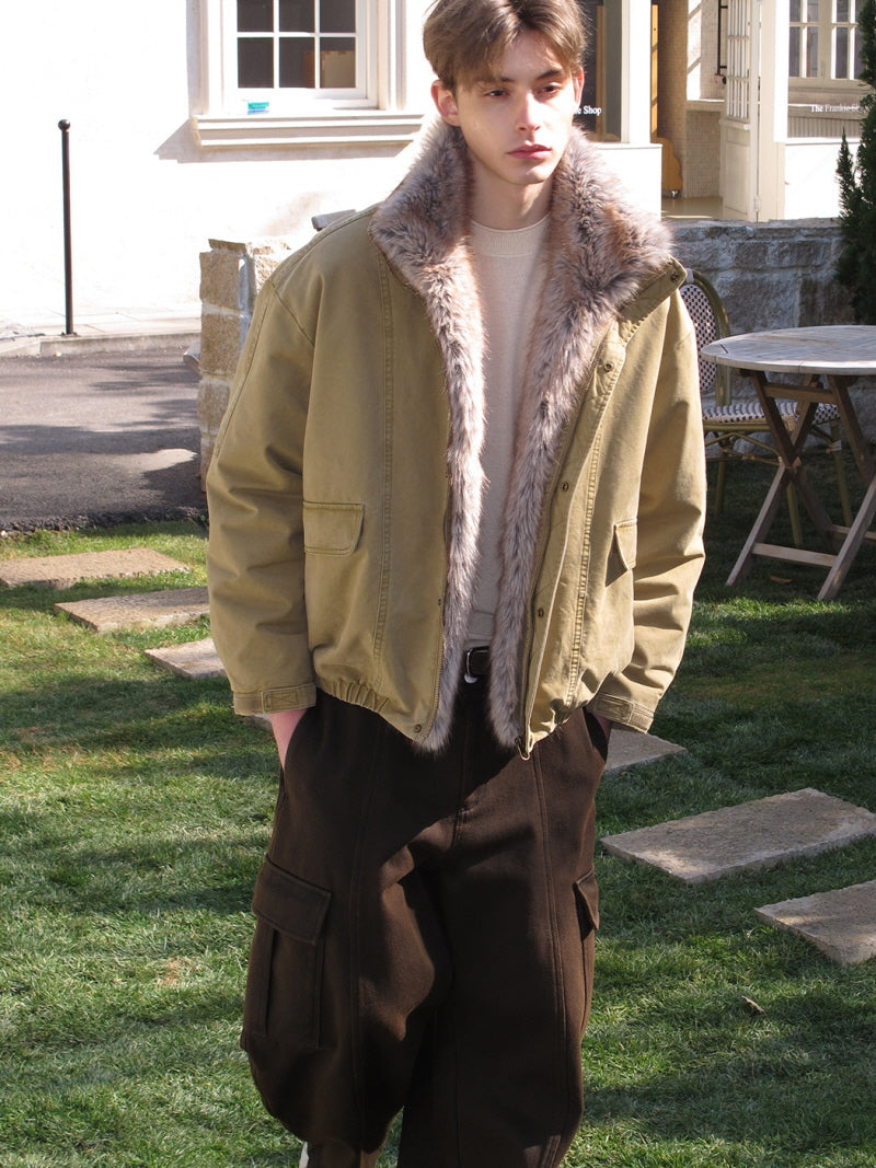 Fur Collar Cargo Down Jacket