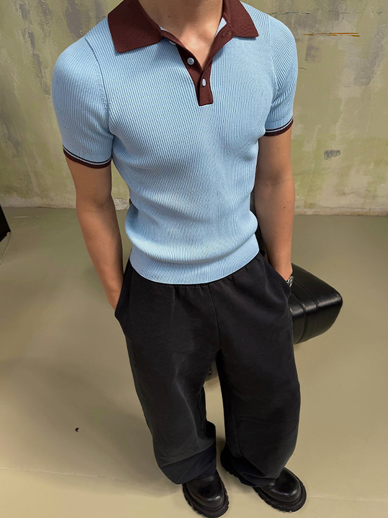 Retro College Crop Knit Polo
