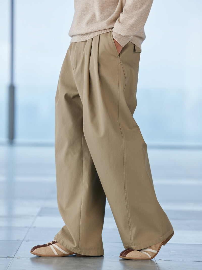 Beige Summer Loose Straight Pants