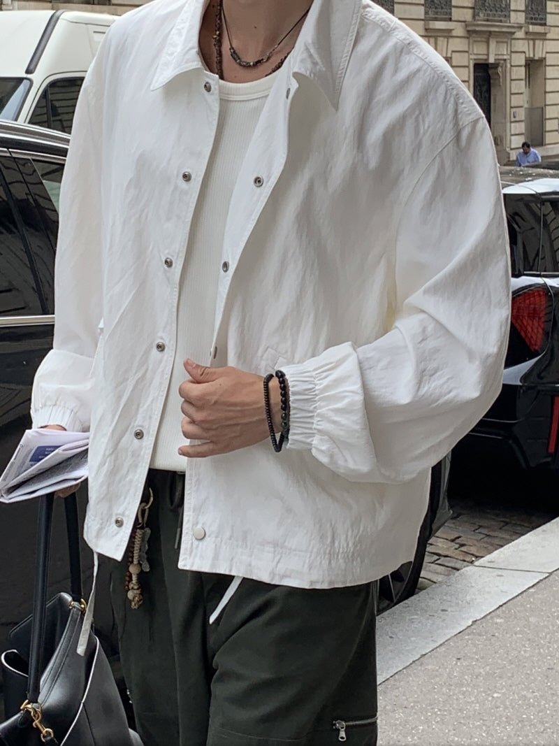 White Minimalist Streamline Zip Jacket