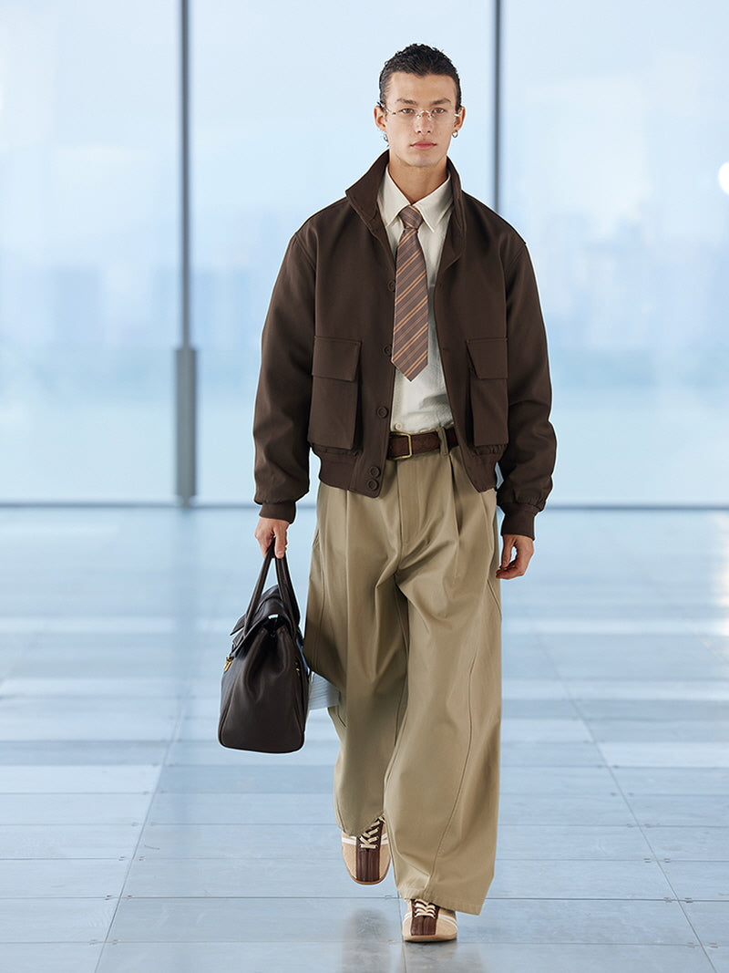 Beige Summer Loose Straight Pants